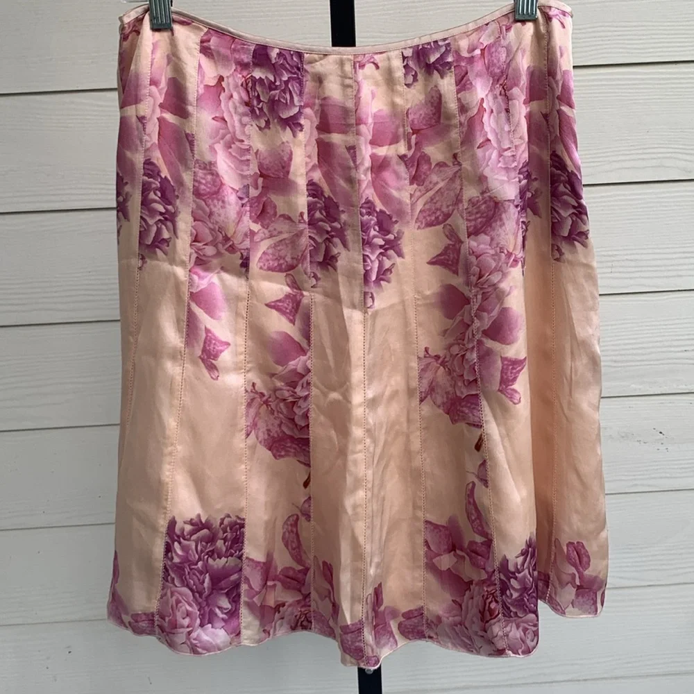 Y2K Ann Taylor vintage silk floral midi feminine fairy skirt 8P